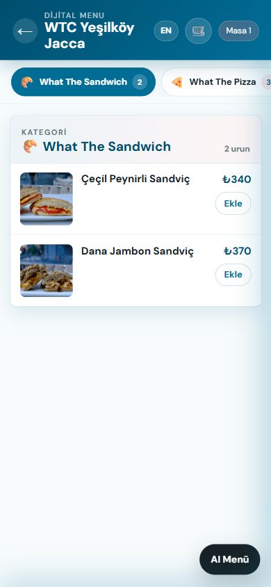 QR Resto mobil menu ve sepet deneyimi